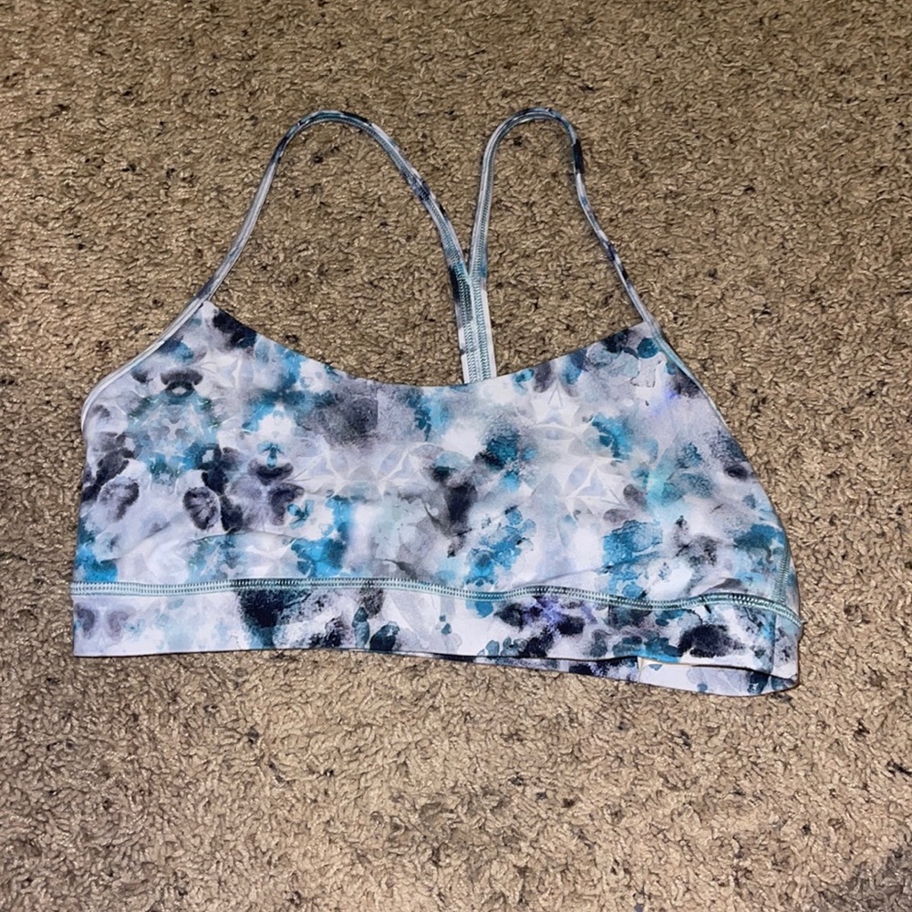 lululemon athletica Blue and Black Patterned Sports flow y
